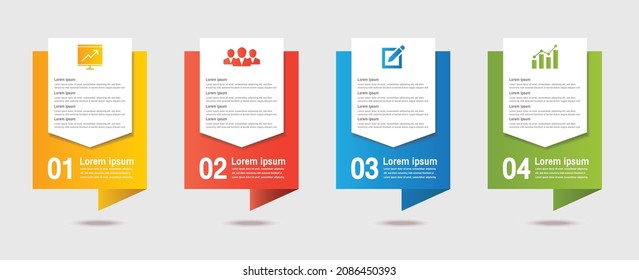 Business infographic thin line process with square template design with icons and 4 options or steps. Vector illustration.