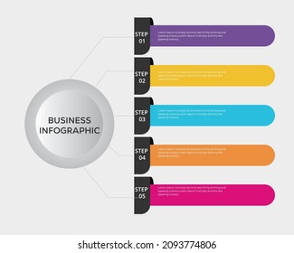 Business infographic thin line process with square template design with icons and 5 options or steps. Vector illustration.