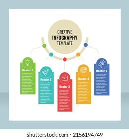 Proceso de línea delgada de infografía empresarial con plantilla cuadrada