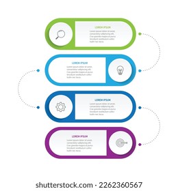 Business infographic thin line process with square template design with icons and 4 options or steps. Vector illustration.