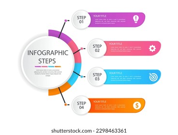 Business infographic thin line process with square template. Vector illustration. Timeline processes with 4 options, steps or parts. Infographic for Business vector.