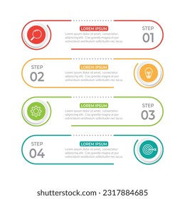 Business infographic thin line process with square template design with icons and 4 options or steps. Vector illustration.