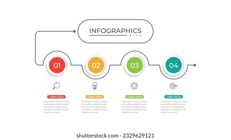 Business infographic thin line process with circle template design with icons and 4 options or steps