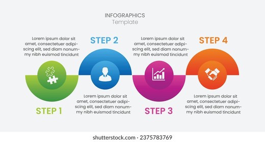 Proceso de línea delgada de infografía empresarial. Se puede utilizar para pasos, opciones, procesos de negocio, flujo de trabajo, diagramas, conceptos de diagrama de flujo, líneas de tiempo, iconos de marketing e infografías.