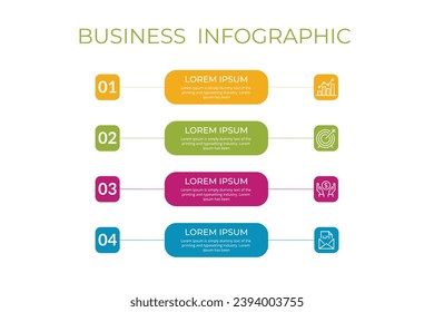 Business infographic thin line process with square template design with icons and 4 options or steps. Vector illustration.