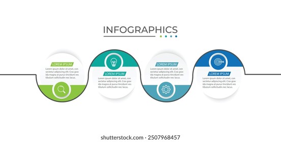 Business infographic thin line process with circle template design with icons and 4 options