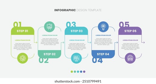 Proceso de línea delgada de la infografía del negocio con diseño cuadrado de la Plantilla con los iconos y 5 opciones o pasos