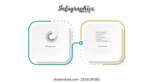 Business infographic thin line  template. Timeline concept with 2 options, parts, steps or processes.  Vector illustration.