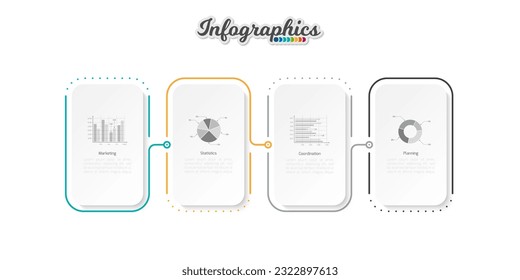 Business infographic thin line  template. Timeline concept with 4 options, parts, steps or processes.  Vector illustration.