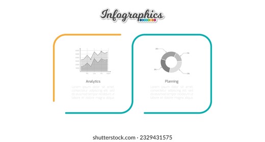 Business infographic thin line  template. Timeline concept with 2 options, parts, steps or processes.  Vector illustration.