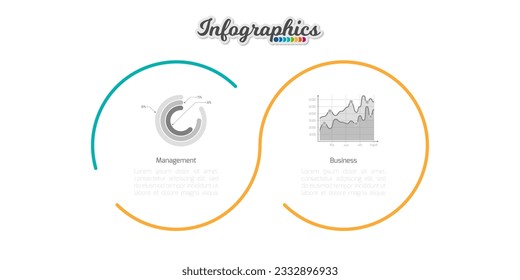 Business infographic thin line  template. Timeline concept with 2 options, parts, steps or processes.  Vector illustration.