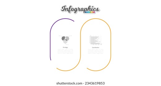 Business infographic thin line  template. Timeline concept with 2 options, parts, steps or processes.  Vector illustration.