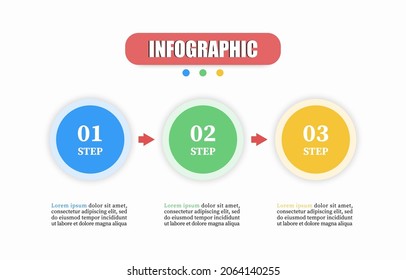 Business infographic three circles. Timeline with 3 steps or options. Can be used for workflow layout, diagram, report, web design and presentation. Creative concept for vector three element.