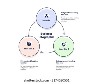 Business infographic with three steps. Easy to use for your website or presentation.