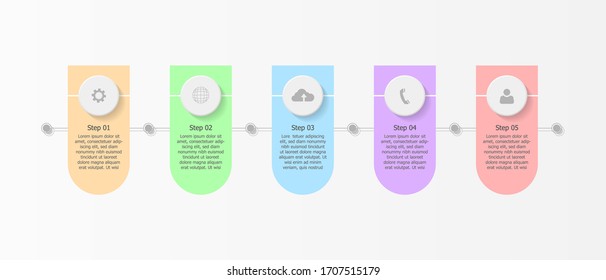Business infographic time line with logo on header, Flowchart Template