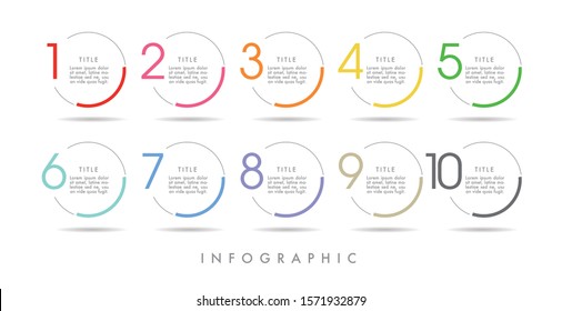 Business Infographic. Time line with numbers 10 options or steps.