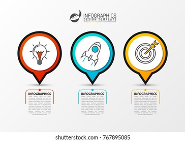 Business infographic timeline concept with 3 steps. Vector illustration