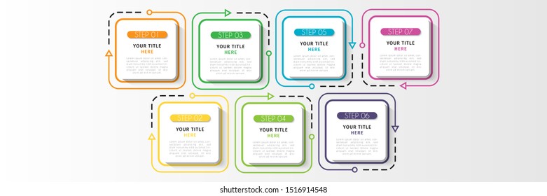 Business infographic. Timeline data visualization with step, number, or option design template. Vector Illustration