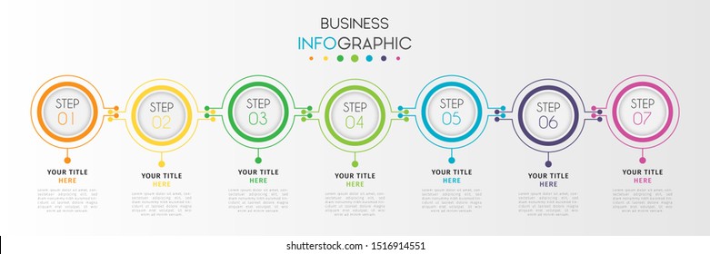 Business infographic. Timeline data visualization with step, number, or option design template. Vector Illustration