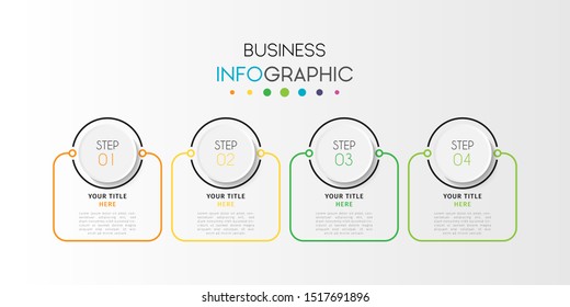 Business infographic. Timeline data visualization with step, number, or option design template. Vector Illustration
