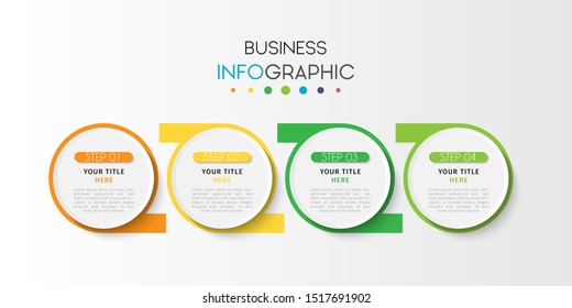 Business infographic. Timeline data visualization with step, number, or option design template. Vector Illustration