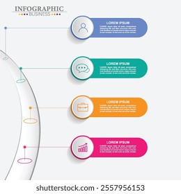 Business infographic timeline design with 4 icons and options