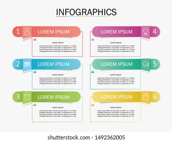 business infographic timeline design template and steps for shopping with icons and 6 steps.
Can be used for workflow layouts, diagrams, annual reports, web design.