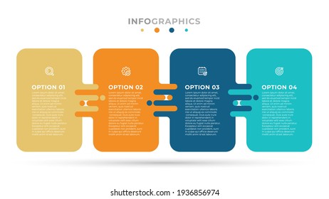 Business infographic. Timeline elements with paper and 4 options or steps. Vector illustration.