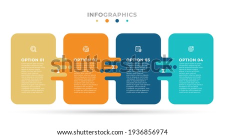 Business infographic. Timeline elements with paper and 4 options or steps. Vector illustration.