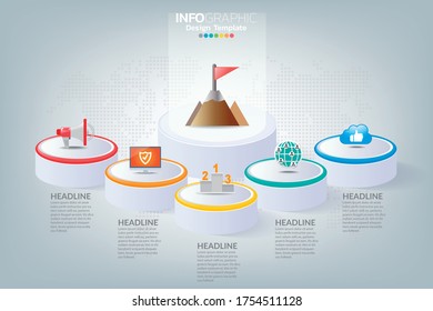 Business infographic timeline how to success with options and icons.