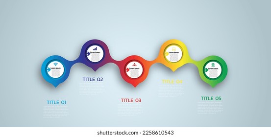 Business Infographic. Timeline infographics design vector. Abstract arrows infographics options template. Vector illustration. Business concept with 5 options, steps, or processes.