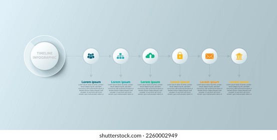 Business Infographic. Timeline infographics design vector. Abstract arrows infographics options template. Vector illustration. Business concept with 6 options, steps, or processes.
