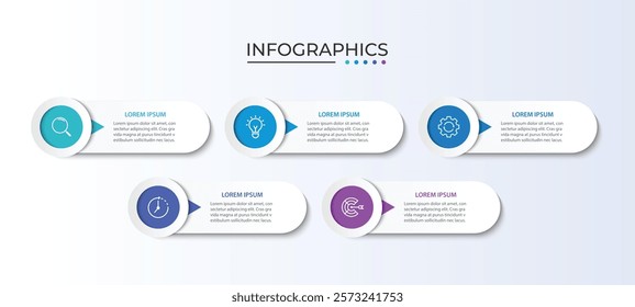 Business Infographic Timeline Template Integrated Circle Technology Elements Business Concept With 5 Options