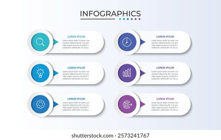 Business Infographic Timeline Template Integrated Circle Technology Elements Business Concept With 6 Options