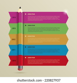 Business Infographic timeline Template with Pencil. Vector