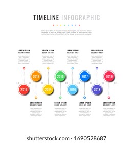 business infographic timeline template with round realistic elements on a white background. modern vector data visualisation with textboxes. easy to edit and customize. eps10