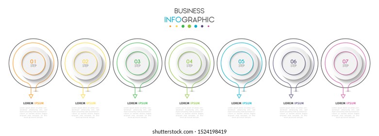Business infographic. Timeline visualization infographic with steps, options, or number. Vector