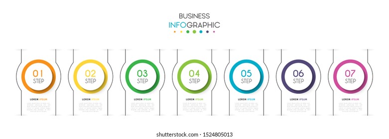 Business infographic. Timeline visualization infographic with steps, options, or number. Vector Template