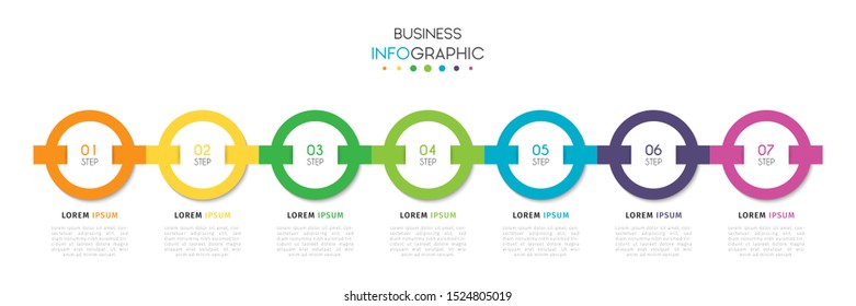 Business infographic. Timeline visualization infographic with steps, options, or number. Vector Template