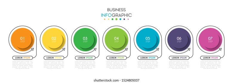 Business infographic. Timeline visualization infographic with steps, options, or number. Vector Template