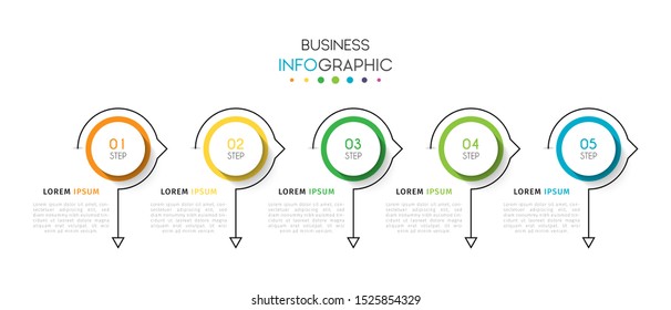 Business infographic. Timeline visualization infographic with steps, options, or number. Vector Template