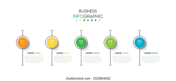 Business infographic. Timeline visualization infographic with steps, options, or number. Vector Template
