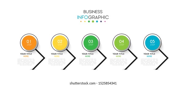 Business infographic. Timeline visualization infographic with steps, options, or number. Vector Template