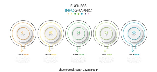 Business infographic. Timeline visualization infographic with steps, options, or number. Vector Template