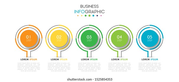 Business infographic. Timeline visualization infographic with steps, options, or number. Vector Template