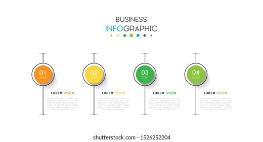 Business infographic. Timeline visualization infographic with steps, options, or number. Vector Template
