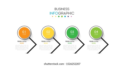 Business infographic. Timeline visualization infographic with steps, options, or number. Vector Template
