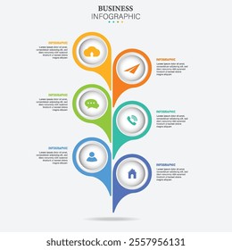 Business infographic tree design template with icons