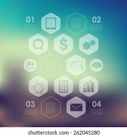 business infographic with unfocused background