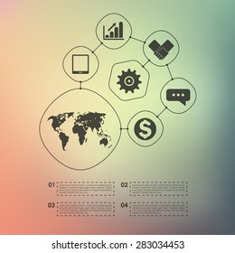 business infographic with unfocused background